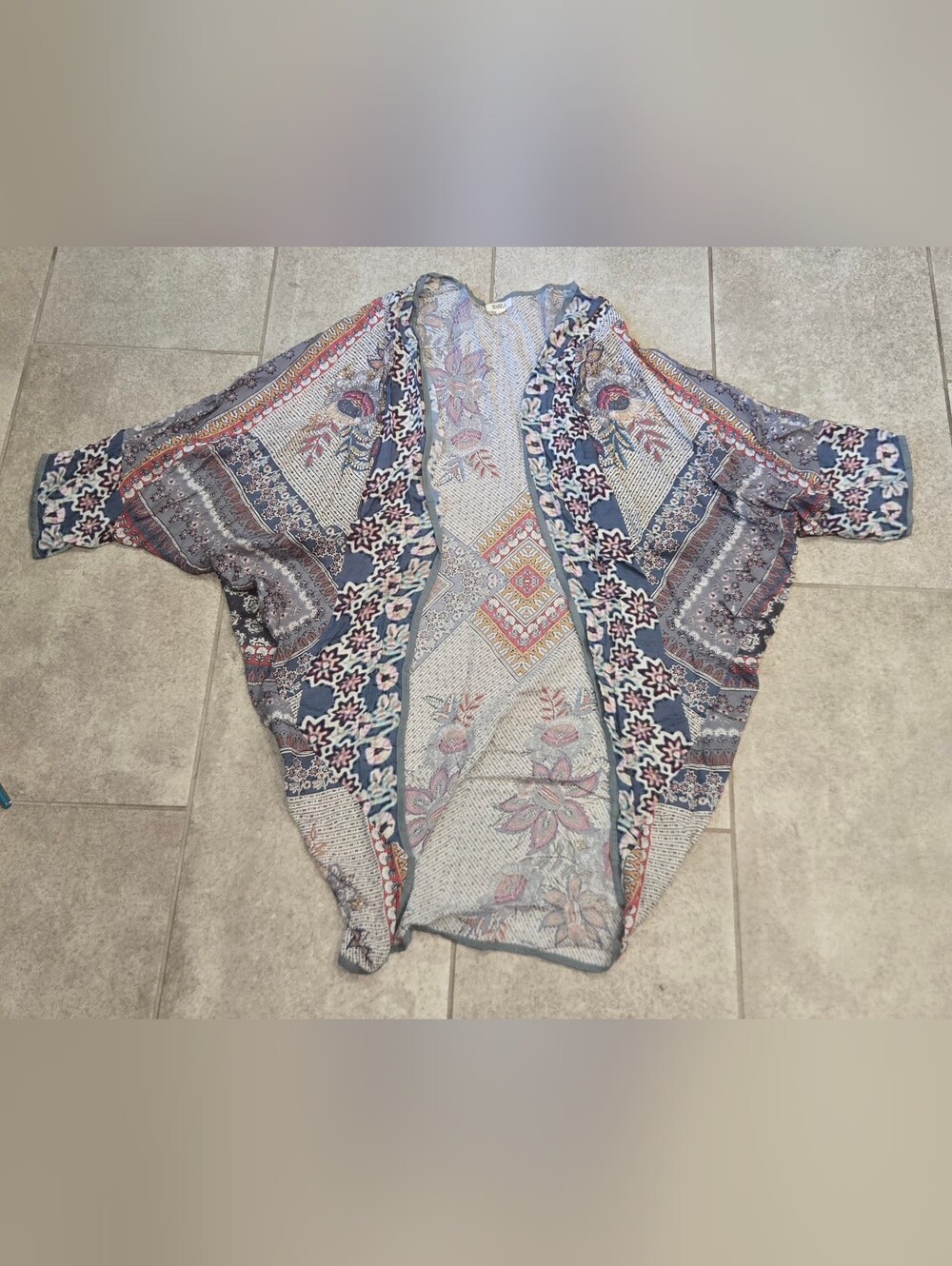 Mahila Open-front Kimono Cardigan Floral Hippie Boho One Size